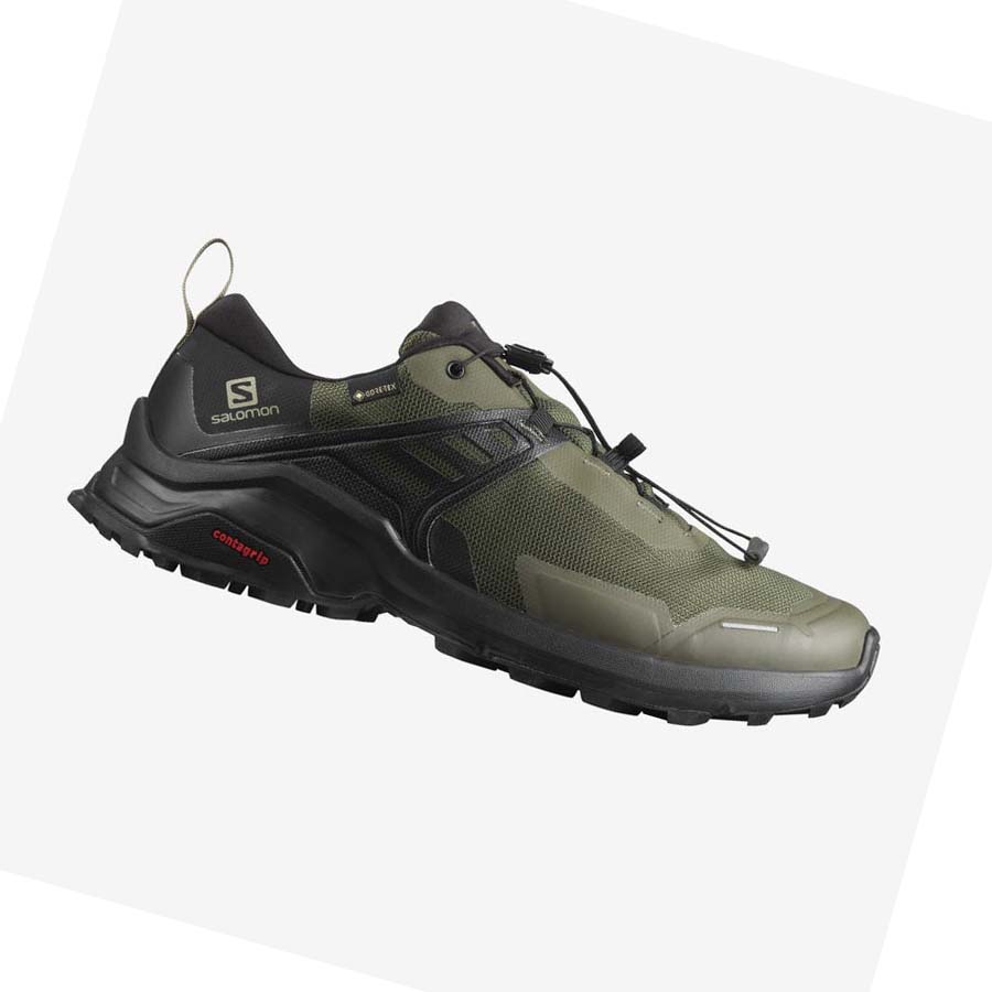 Tenis Senderismo Salomon X RAISE GORE-TEX Hombre Negros Verde Oliva | MX 3602SGL